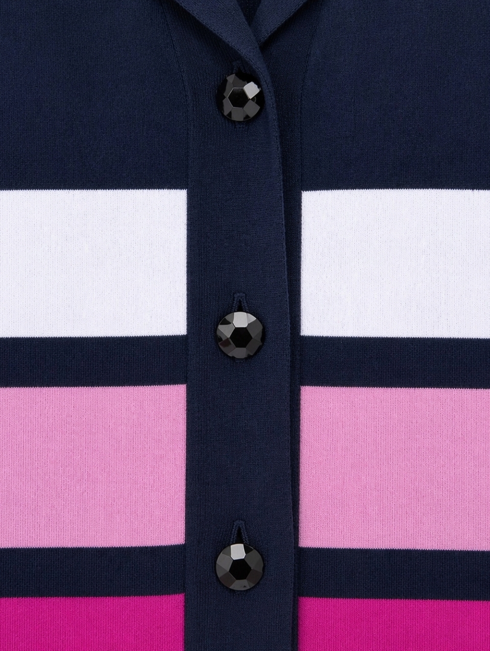 Missook Petite Colorblock Cardigan Black Pink White Button Front Knit Top Sz SP - Picture 3 of 12